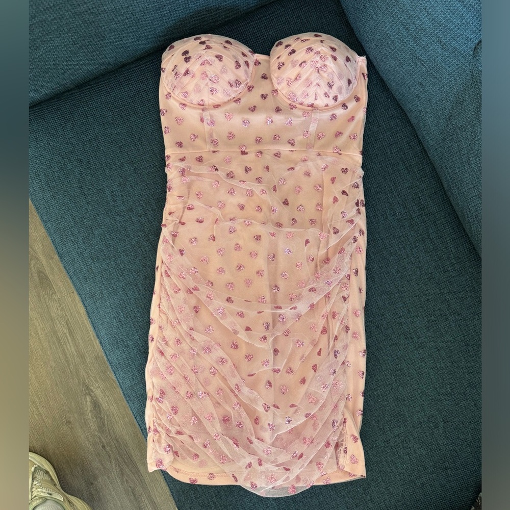 superdown mini dress with glitter hearts